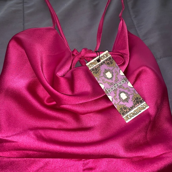 Pink Satin Midi Dress - Picture 2 of 4